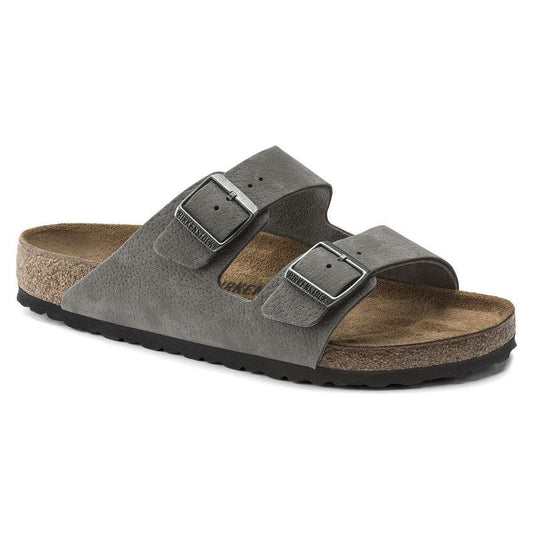Birkenstock Arizona Nubuck Leather Sandal - Desert Buck Whale Gray