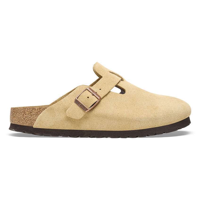 Birkenstock Boston Suede Leather in Latte Cream