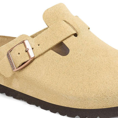 Birkenstock Boston Suede Leather in Latte Cream