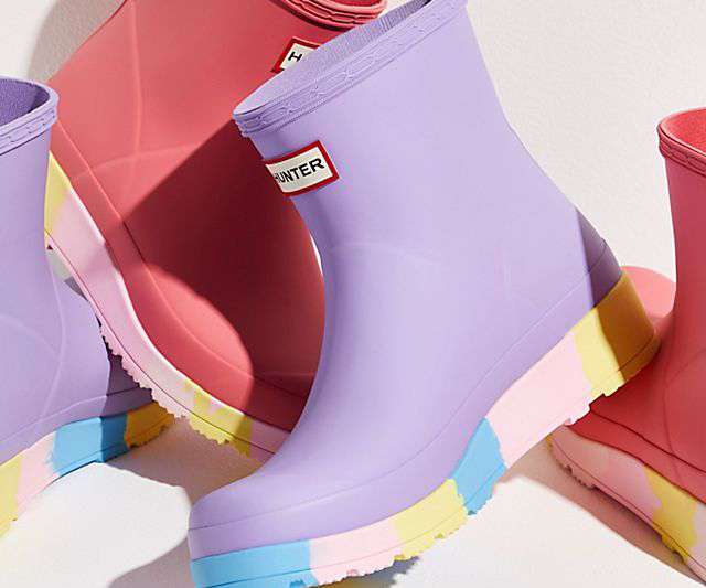 HUNTER Women's Play Short Stripe Sole Rain Boots Lavender Mist