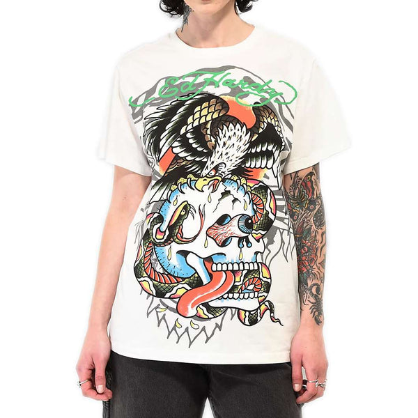 Ed Hardy Cloud Dancer White T-Shirt - Minimalist Design with Cloud Dancer Graphic