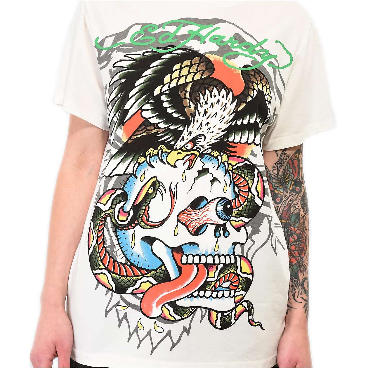 Ed Hardy Cloud Dancer White T-Shirt - Minimalist Design with Cloud Dancer Graphic