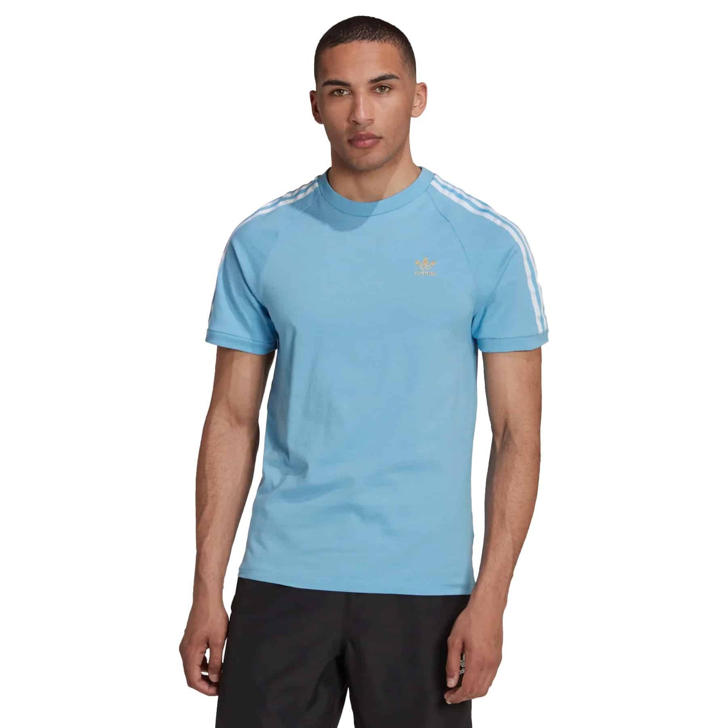 adidas Originals Men's 3-Stripes Tee - Light Blue / Light Blue / Gold Metallic