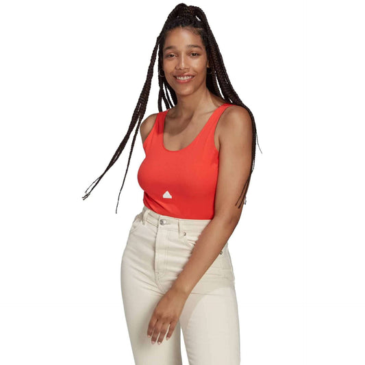 adidas Women's New Rib Bodysuit HG4374 Bright Red/White