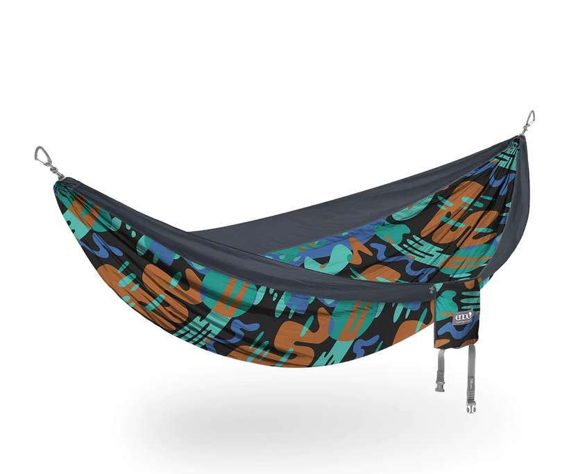 ENO DoubleNest Hammock Prints DNP216 Lagoon/Charcoal