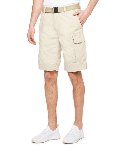 WearFirst Men's Roam Stretch Cotton Belted Shorts M01E58091SA Pelican