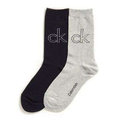 Calvin Klein Women's Cotton Blend Crew Socks 2-Pack (US 6-9.5) ACE691-98