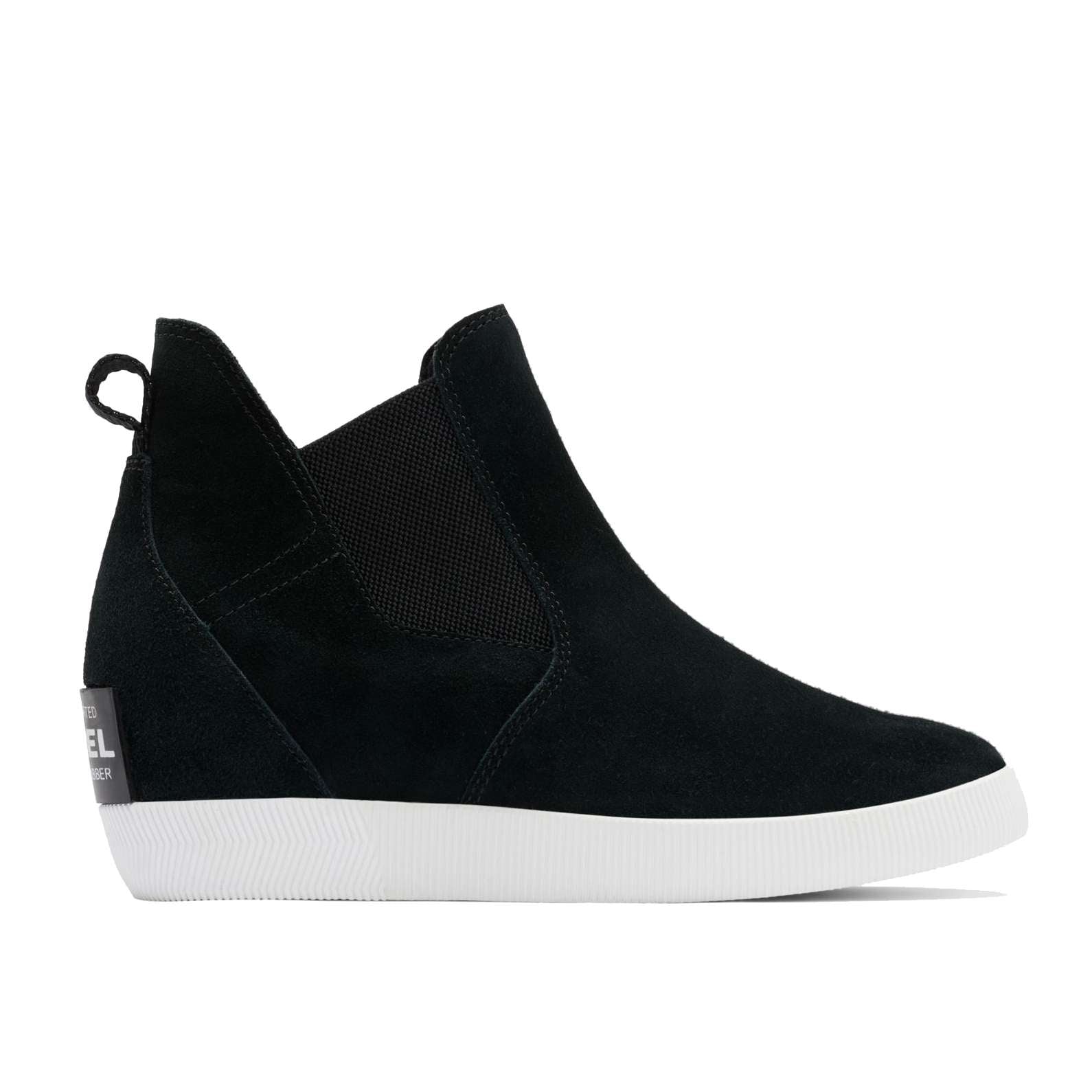 Sorel Women's Out N About Slip-On Wedge Boot in Black and White