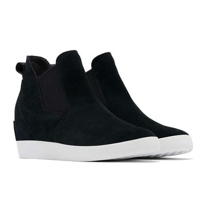Sorel Women's Out N About Slip-On Wedge Boot in Black and White