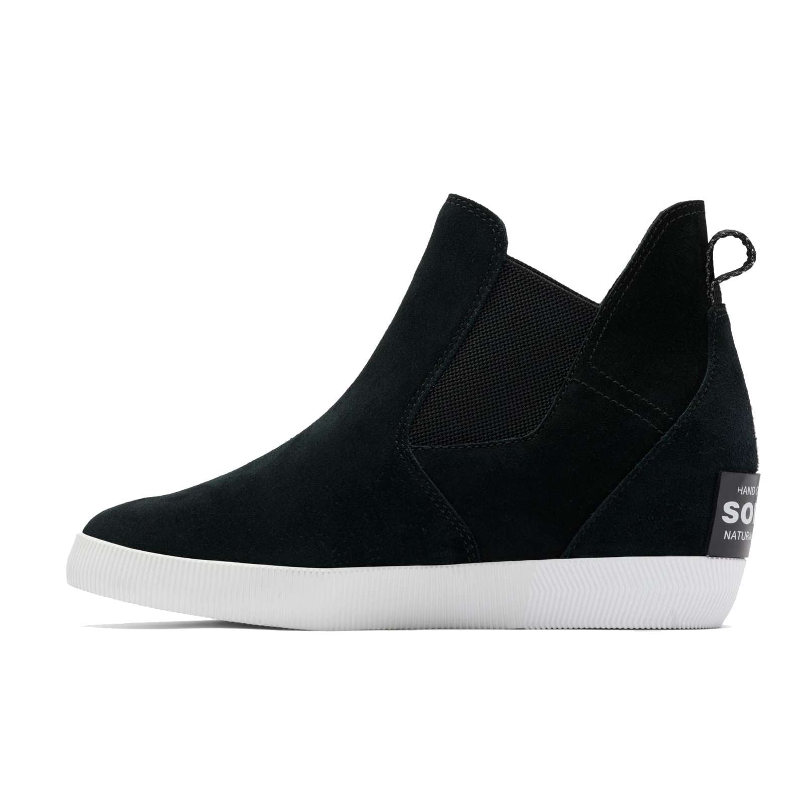 Sorel Women's Out N About Slip-On Wedge Boot in Black and White