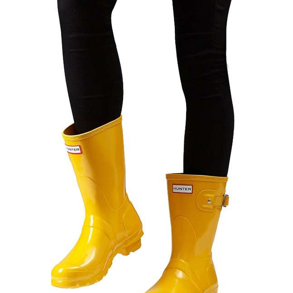 Hunter Women's Original Short Gloss Rain Boots - Yellow (WFS1000RGL)