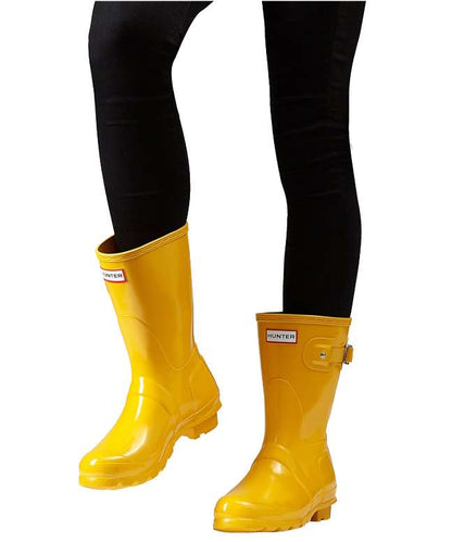 Hunter Women's Original Short Gloss Rain Boots - Yellow (WFS1000RGL)
